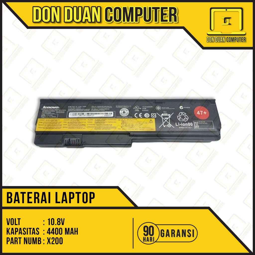 Baterai Batre Laptop ThinkPad X200ThinkPad X200s ThinkPad X201 ThinkPad X201i ThinkPad X201s (42T453