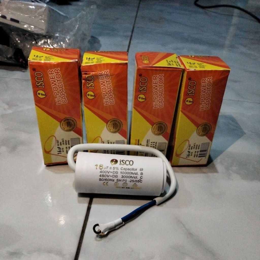 Kapasitor bulat ISCO 16Uf kapasitor pompa air
