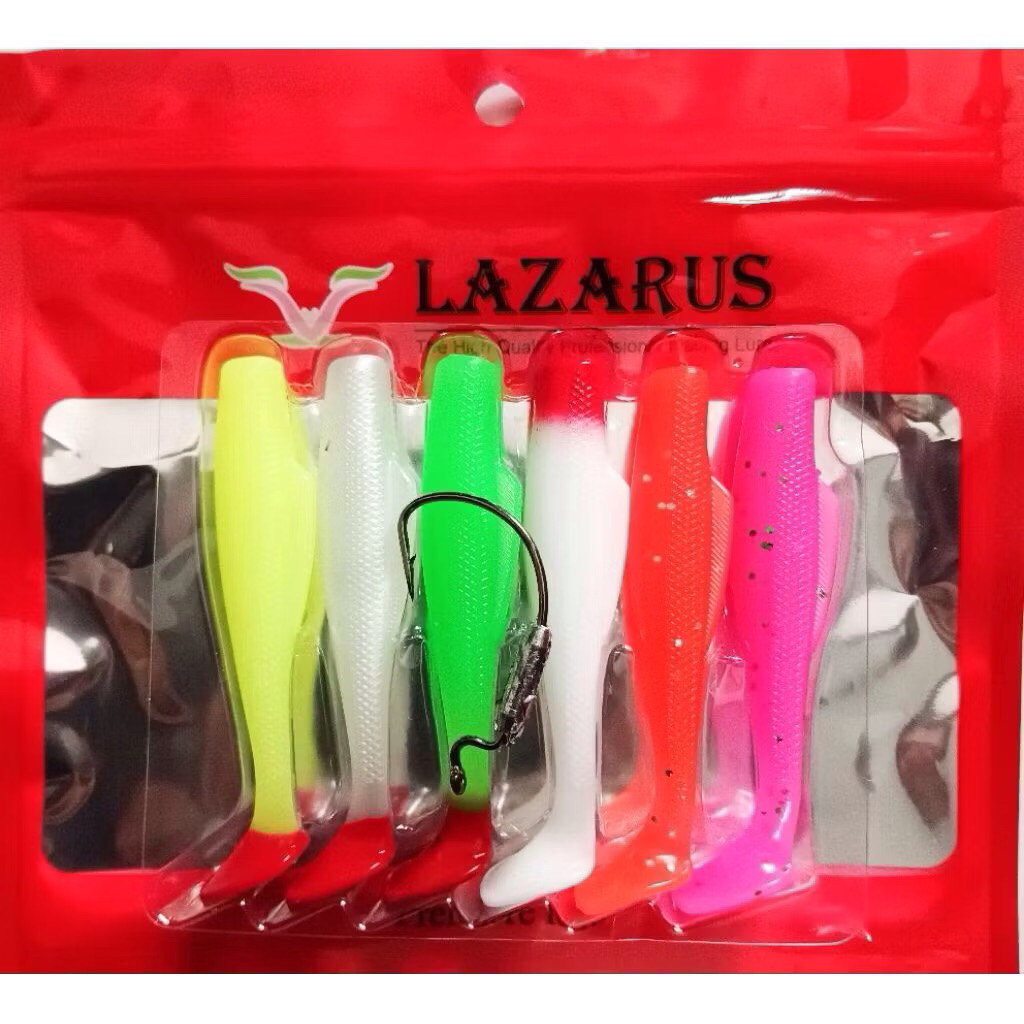 SOFTLURE LAZARUS 8cm/BONUS HOOK TIMAH PADDLE TAIL ISI 6