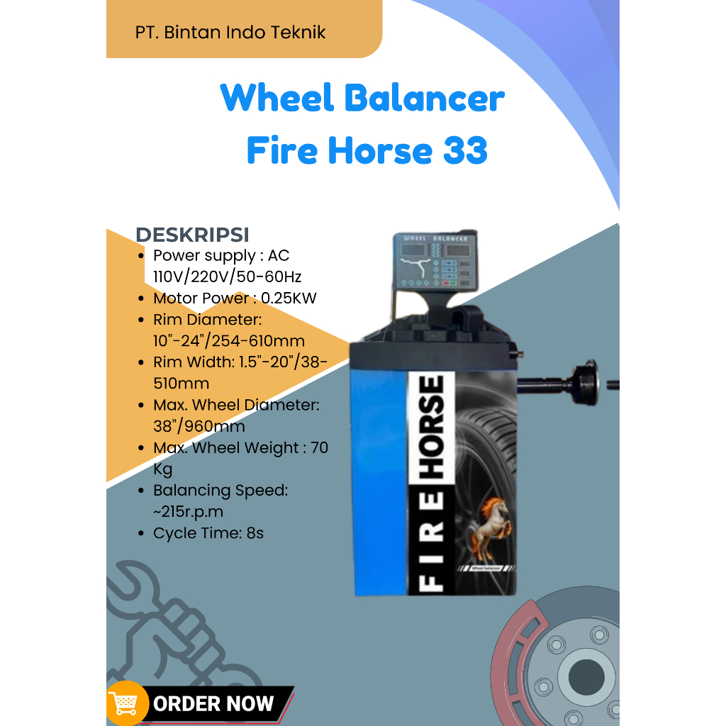 Fire Horse 33 Wheel Balancer Mesin Penyeimbang Ban Presisi Digital Dinamis Ergonomis
