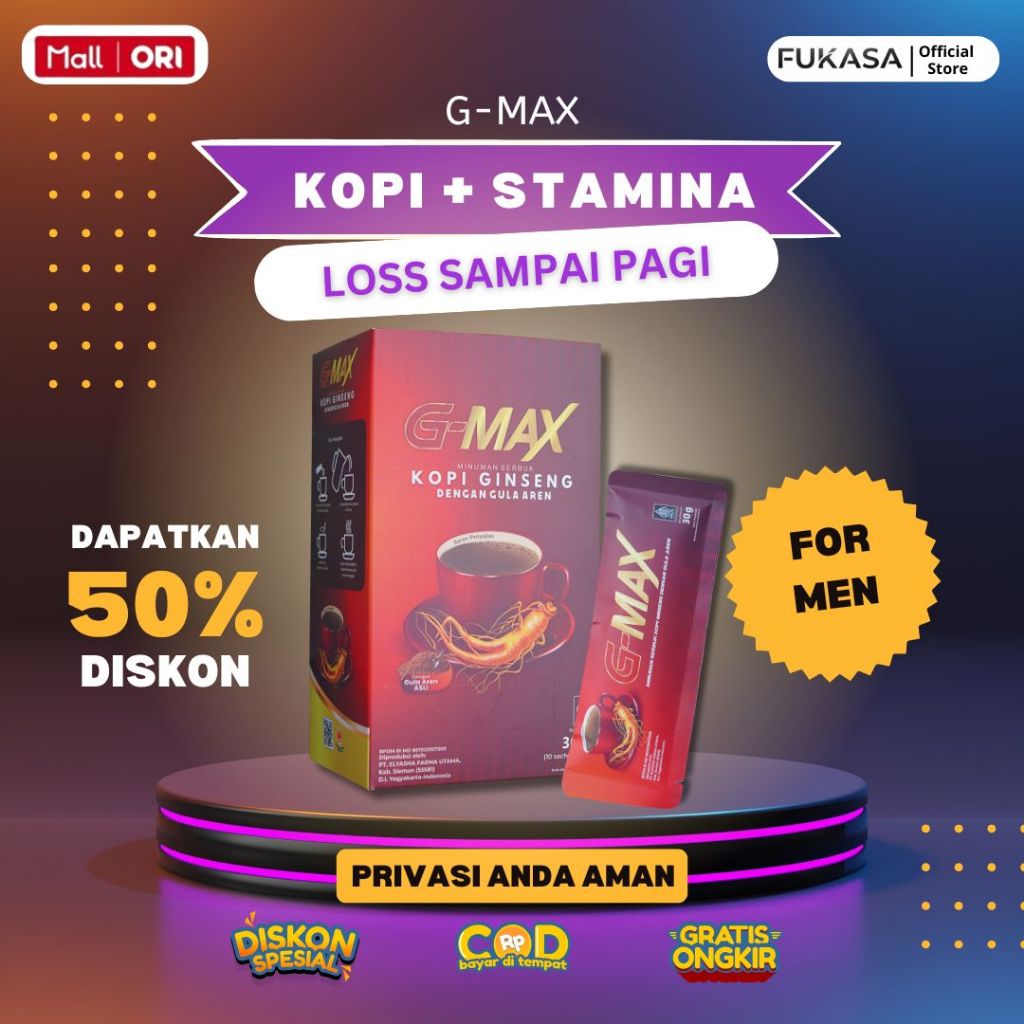 G-Max Kopi Gingseng | Kopi Herbal (1 Box isi 10 Sachet)