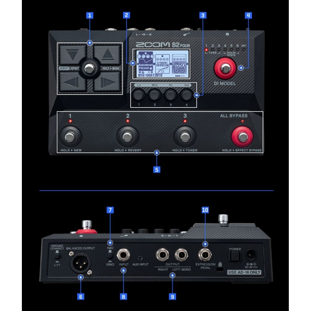 Efek Bass ZOOM B2 FOUR Multi Efek Processor Original