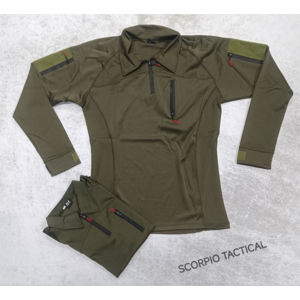 Kaos TACTICAL Scuba HIJAU Panjang Premium / Kaos BDU Scuba Panjang HIJAU / Kaos Scuba HIJAU