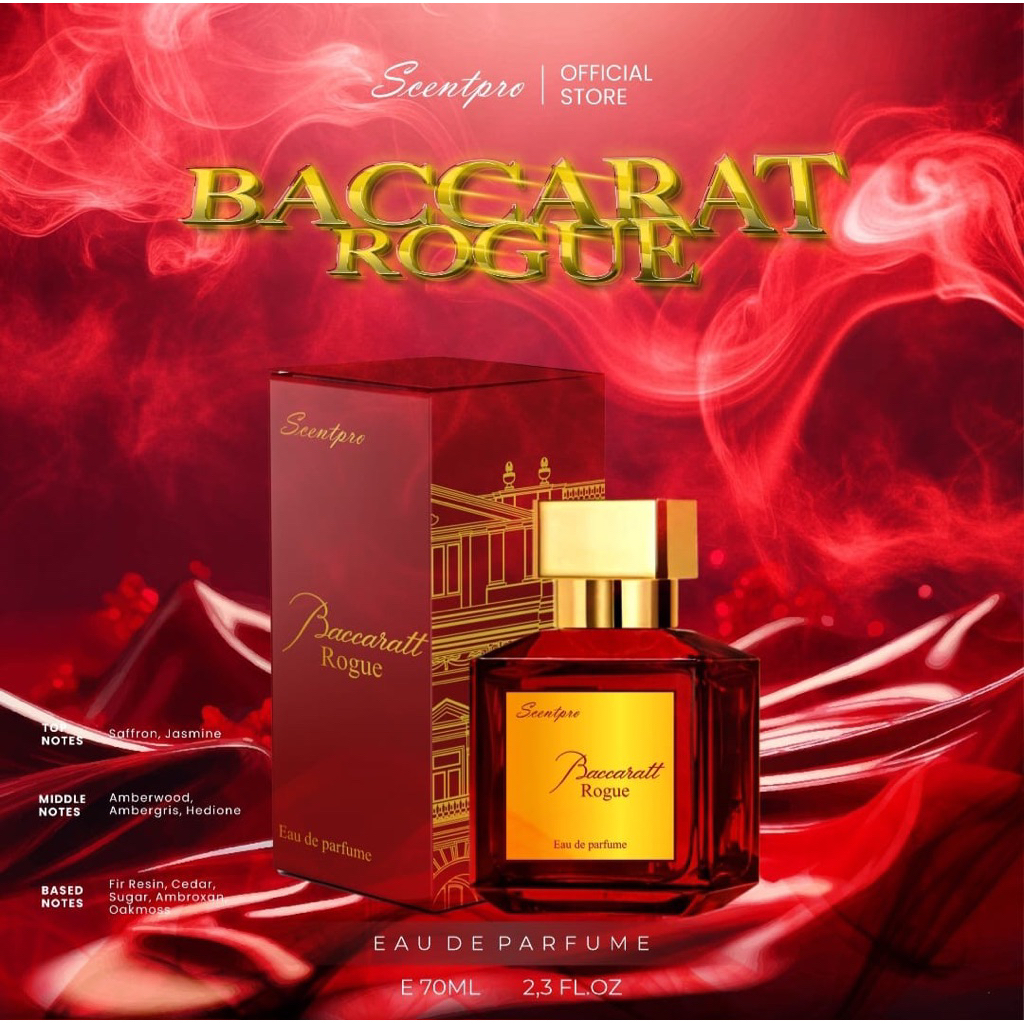 Scentpro Paket Bundling 2 PCS Baccarat varian Rouge dan Oud Parfum Pria Wanita Eau de Parfume 70ML A
