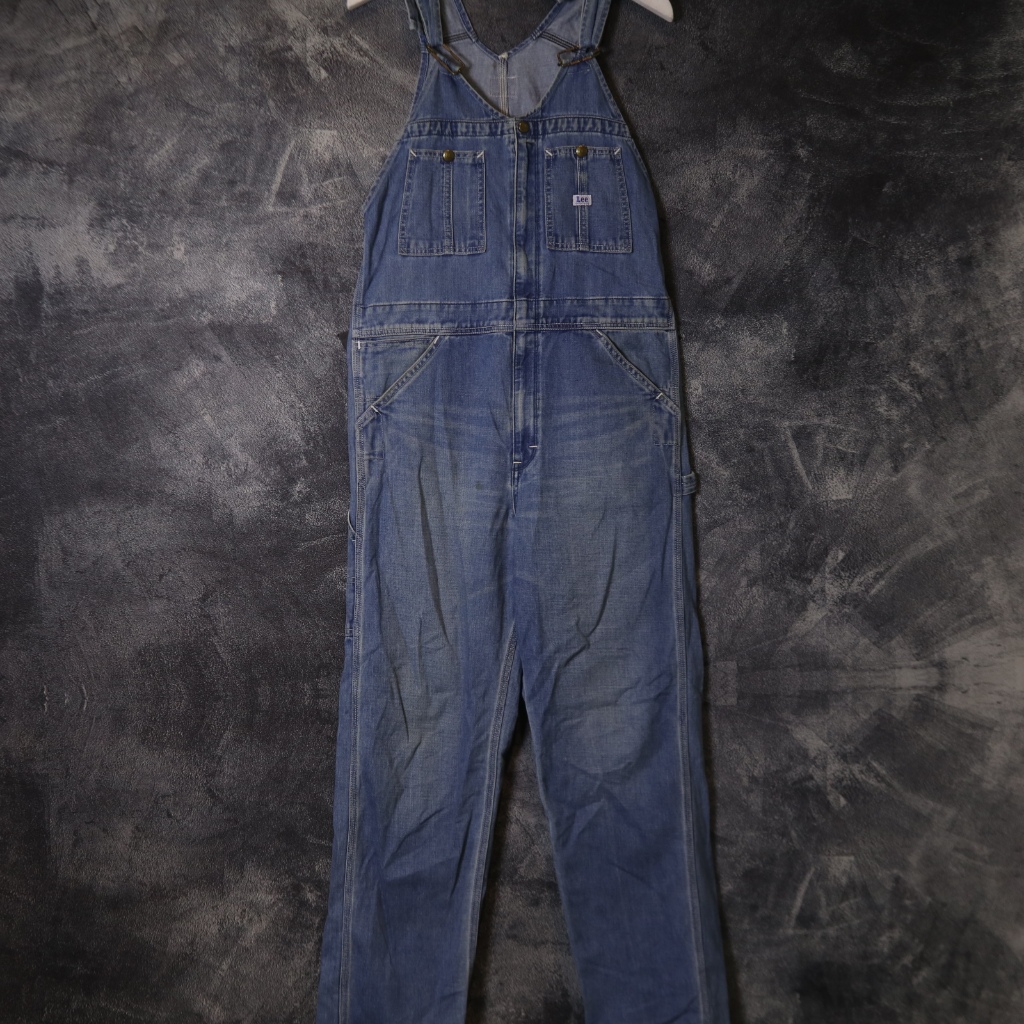 OVERALL VINTAGE LEE JAPAN CARPENTER JEANS DENIM PANTS JUMPSUIT CELANA PANJANG OV107 SIZE S FIT L 32-