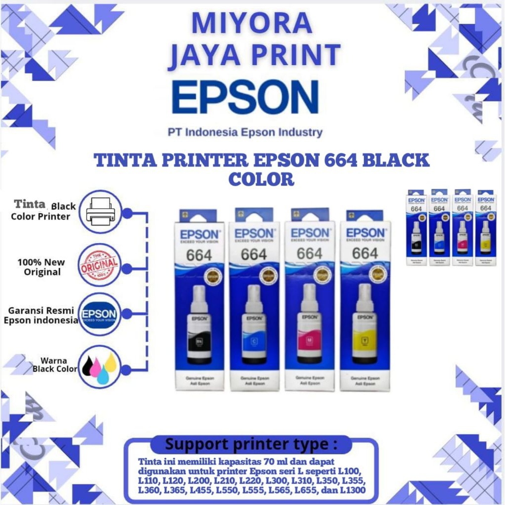 Tinta printer epson 664 black color original l100 l120 epson tinta