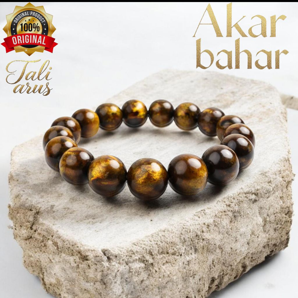 Gelang Yuser Akar Bahar Tali Arus/tunggal serat mas tembus cahaya 12mm