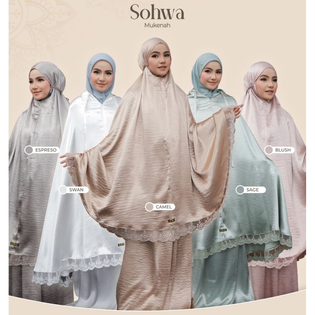 Sohwa Mukenah ORI by Daffi Hijab | Mukena Dewasa Setelan Atasan Bawahan | Mizzu Splash Luxe Silk Mew