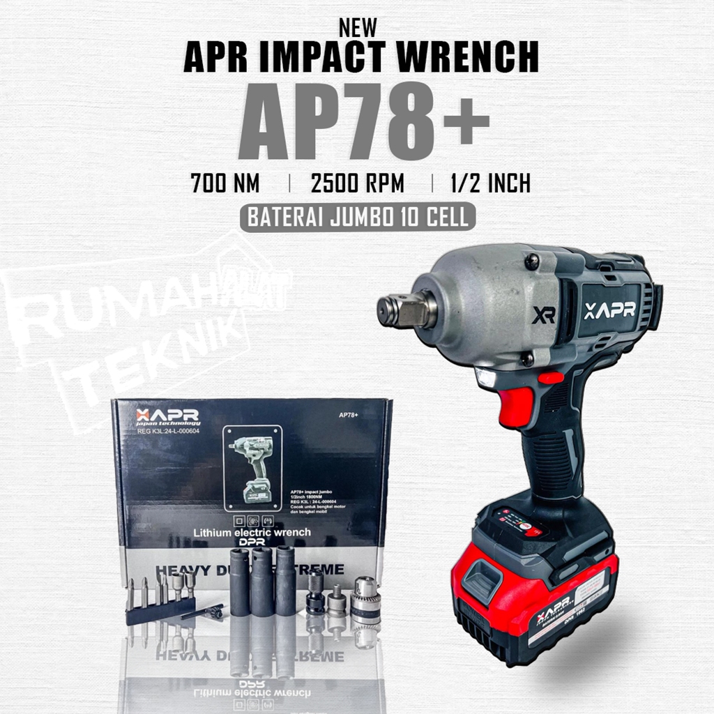 APR BOR IMPACT WRENCH AP78+ JUMBO 1/2INCH 1800NM AP78+ PLUS BATERAI UPGRADE 15CELL