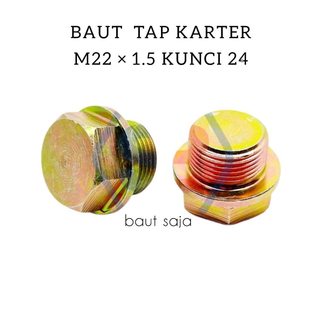 Baut tap oli karter M22x1.5 kepala kunci 24