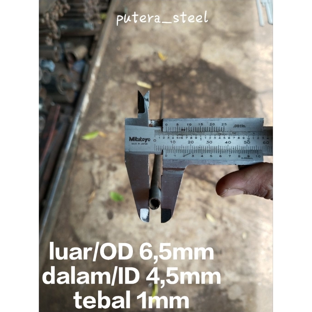 pipa besi Seamless luar/OD 6,5mm dalam/ID 4,5mm tebal 1mm ukuran 50-150cm
