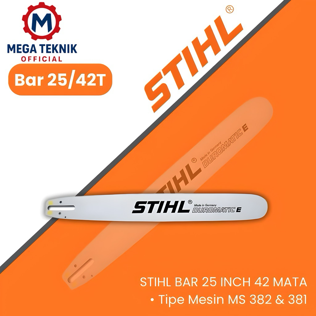 Guide Bar STIHL 25" 42T MS 382/381 Laser Sparepart untuk Mesin Potong Kayu Gergaji Pohon Senso Sinso