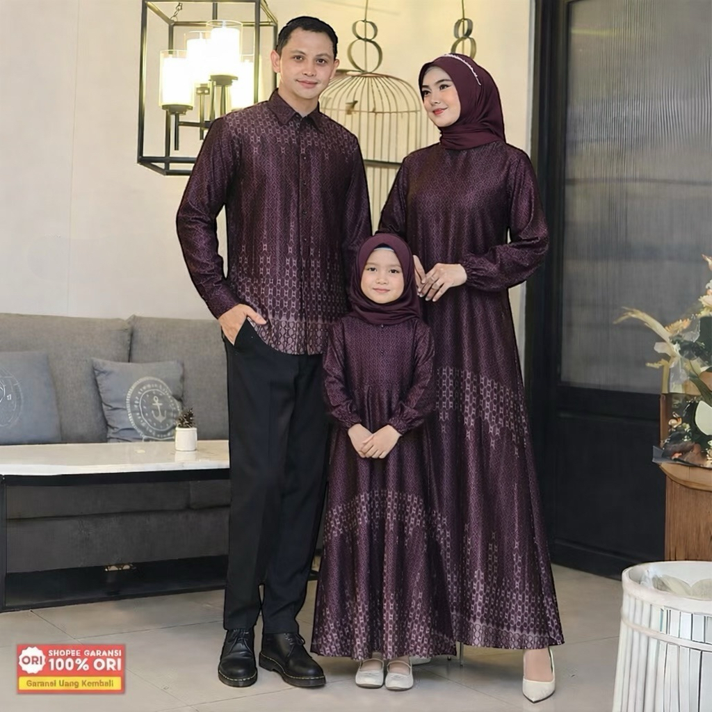 Baju Couple Pasangan Kondangan Gamis Kemeja Silk Couple  Lebaran 2025 sarimbit keluarga