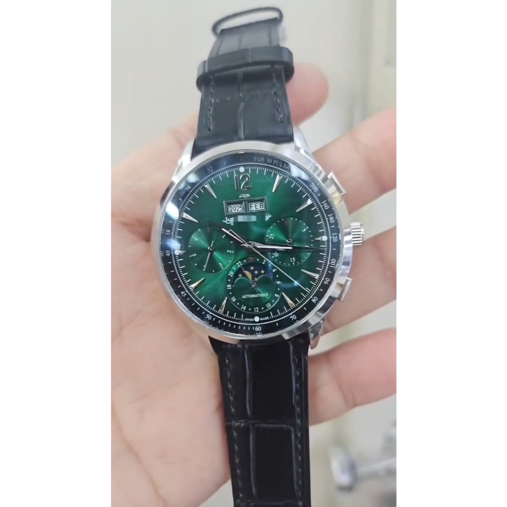 Akh24 Jam tangan Luxury Pria JLC Master Control Chronograph Calendar green dial 40MM Automatic best 