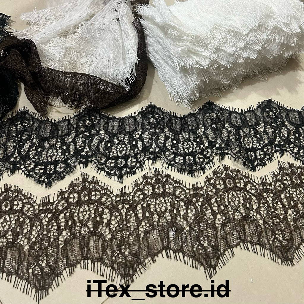 Kain Renda perpotong(lebar 150cm lebar 8cm) brokat renda streiming