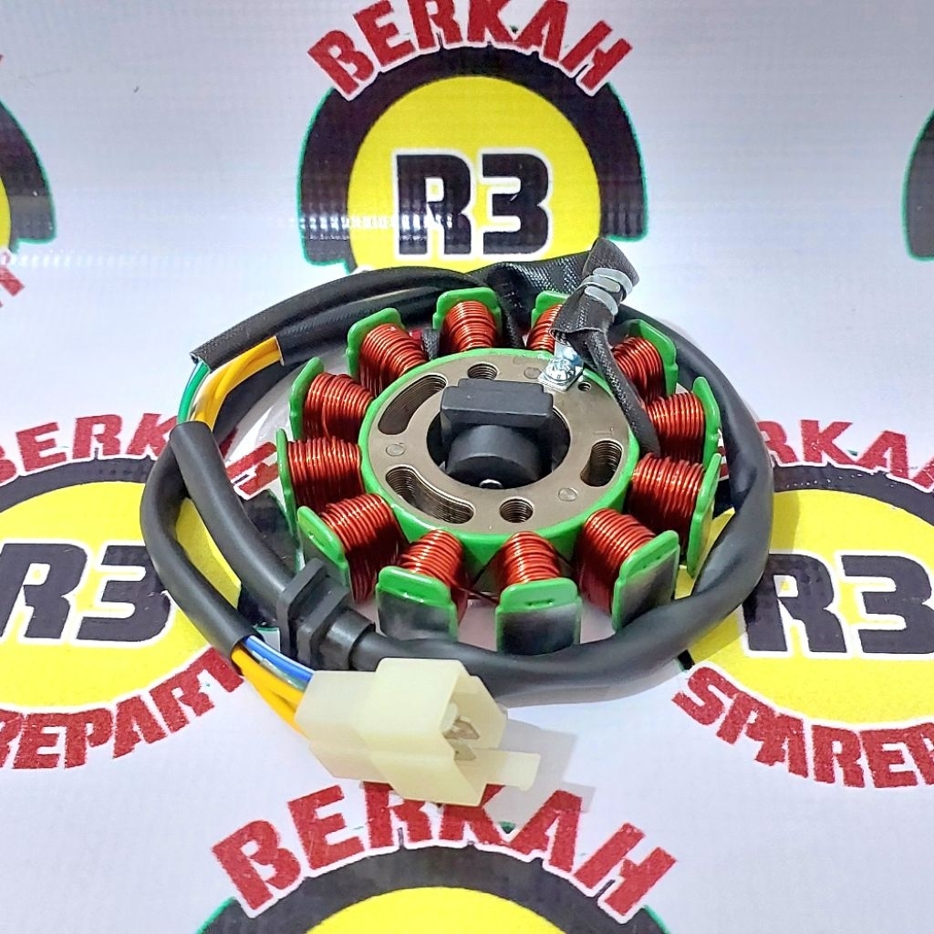 Spul Nozomi Srikandi 12 pole/lilitan/gulungan 88mm baut 2 motor roda tiga -Sedia sparepart motor rod