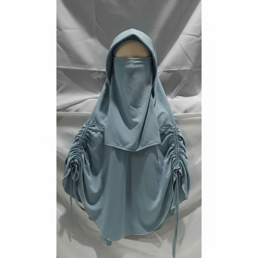 Hijab Bergo Syari Dewasa Serut Samping Terlaris – Bahan Jersey Adem