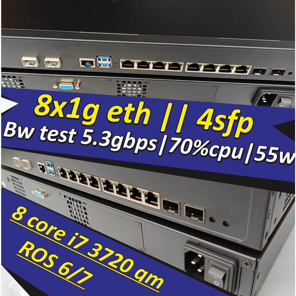 mikrotik x86 8 core 3.6 ghz Industrial 8 ether 1g 2 sfp level 6 ROS 6 7 industrial intel core i7 372