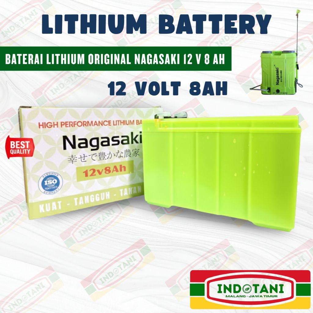 Baterai Lithium Nagasaki 8 Ah / aki Lithium Nagasaki / Aki Sprayer Nagasaki / Aki Tangki Cas