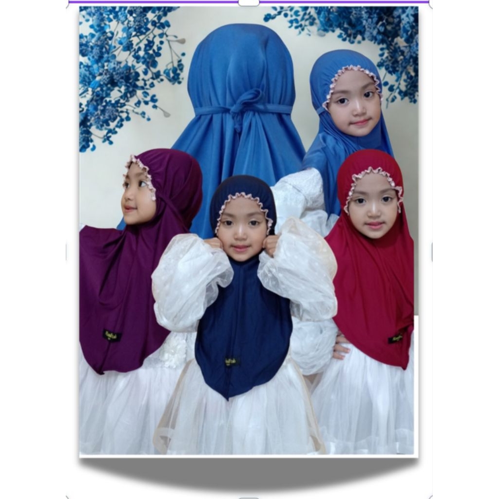 hijab anak terlaris bergo renda zifa usia 3-10thn