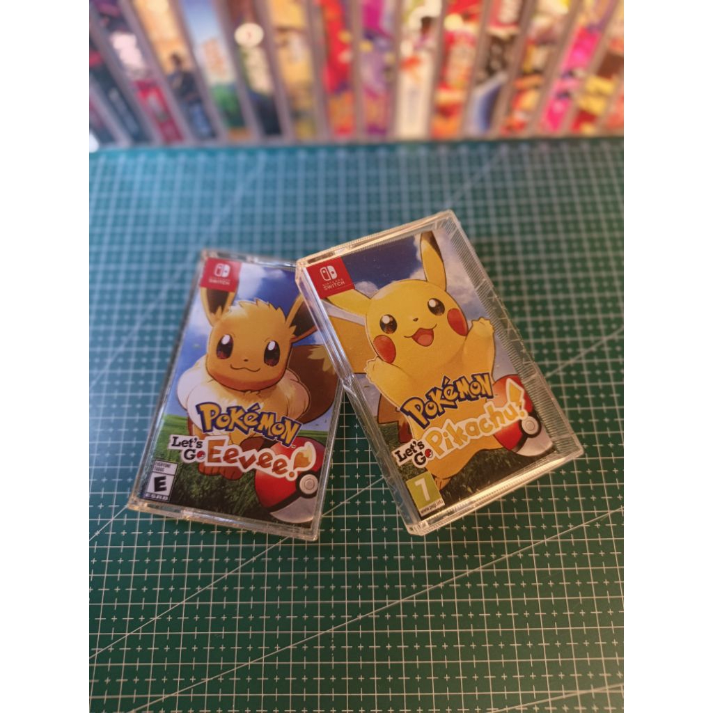 1 SET Pokemon Let's Go Eevee & Pikachu - Kaset Pita Custom Cover Switch: Retro Style