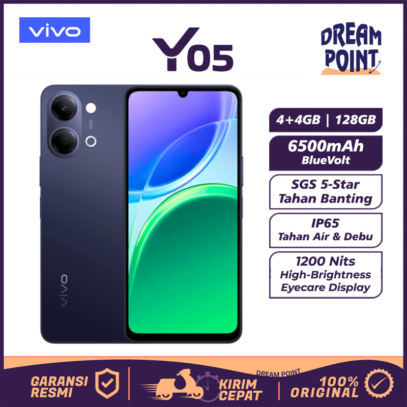 VIVO Y05 4/128GB HP Murah Original 100% Android 1 Jutaan Hape Tahan Banting Handphone Tebaru 2025