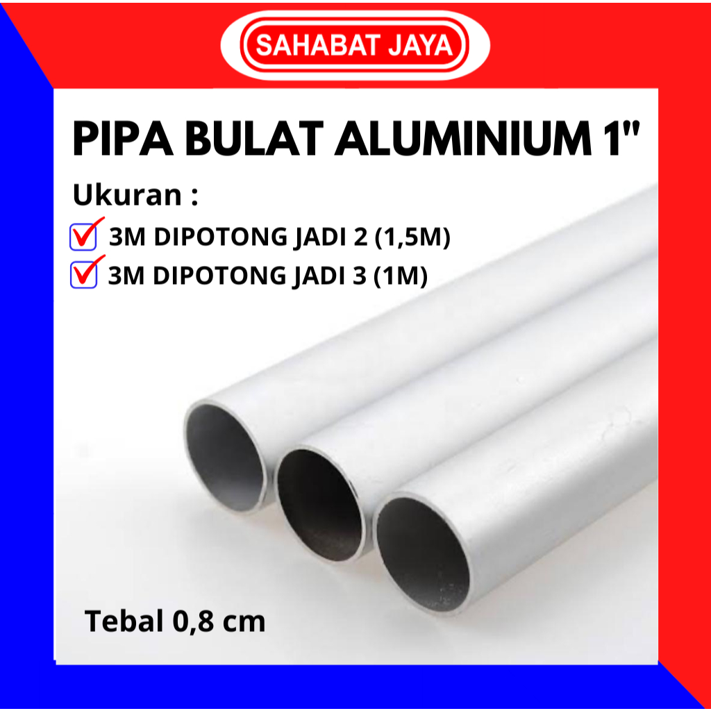 Pipa Aluminium Bulat 1" Inch Pipa Gantungan 25 mm