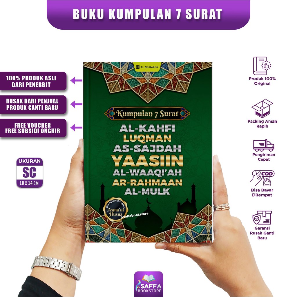 Buku Kumpulan 7 Surat Ukuran Saku A6 - Ayat-ayat Pilihan Dalam Al Quran Disertai Terjemah dan Latin