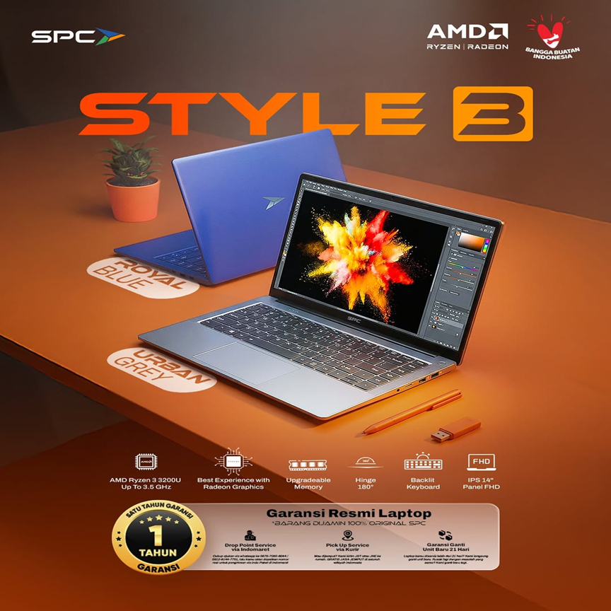 LAPTOP SPC STYLE 3 AMD RYZEN 3 3200 - RAM 8GB 256GB WINDOWS 11 14.0FHD IPS