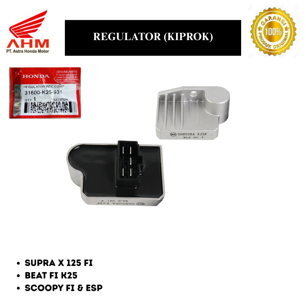 AHM Kiprok Regulator 31600K25931 SH850BA K25F Honda BeAT FI 12-14 Scoopy FI 2013-2017 Supra X 125 FI