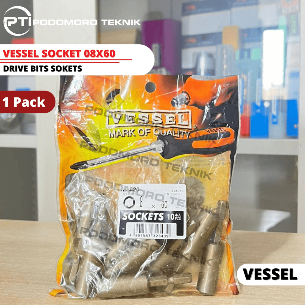 Socket Bit Mata Obeng A20 8X60 / Sock Bit Vessel A20 / Soket Bit Vessel Japan Original 1 PACK