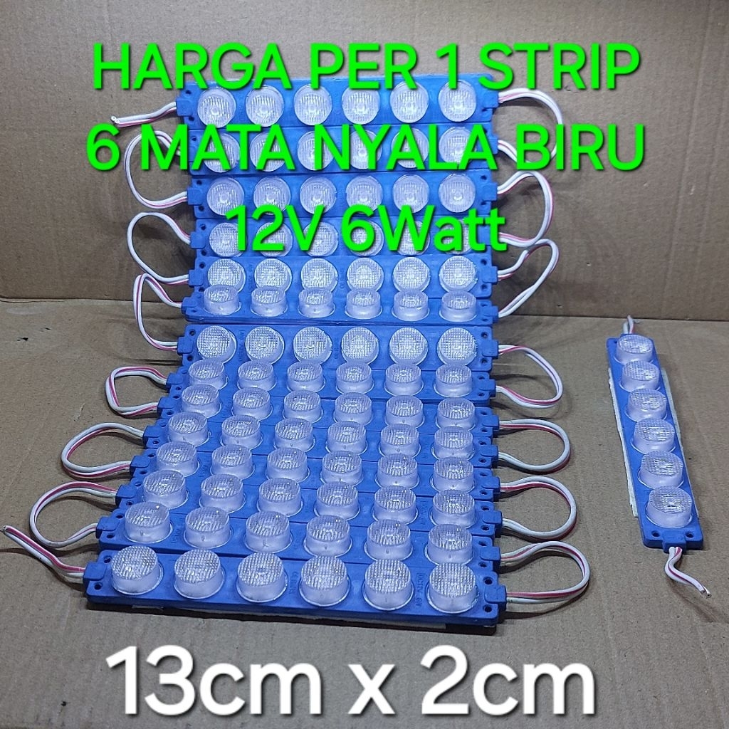 lampu Led kancing 6 mata 12V 6watt cahaya BIRU