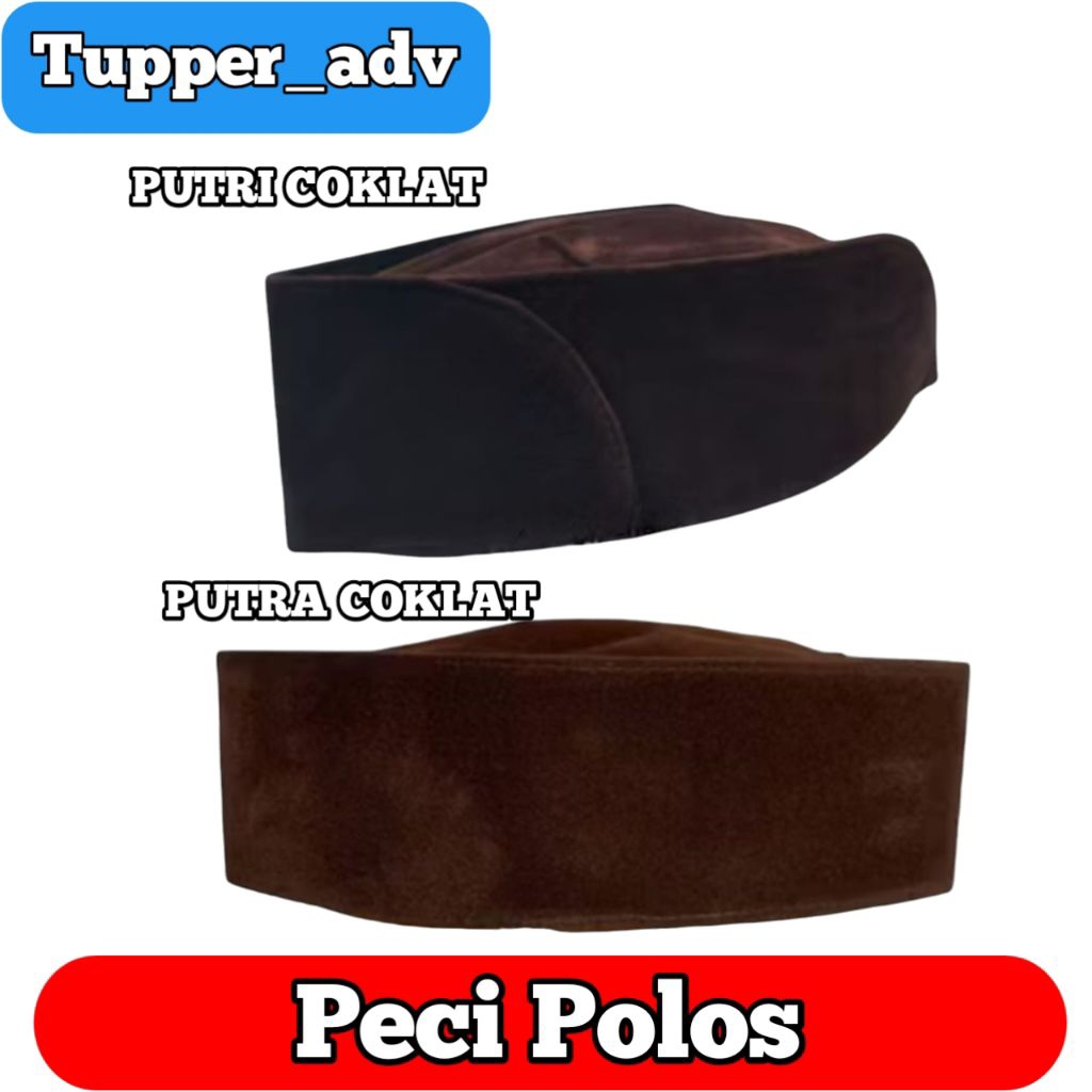 Peci Polos Coklat Putri Putra / Peci Pembina Pramuka / Peci Coklat Polos