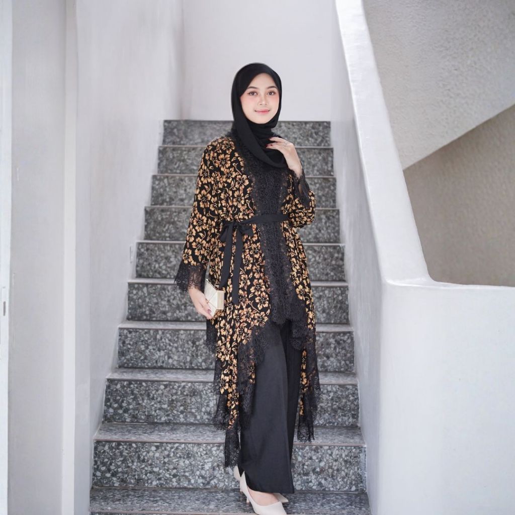 KINNAS ZARA Outer Batik Kondangan Wanita Renda Batik Modern Viscose Premium