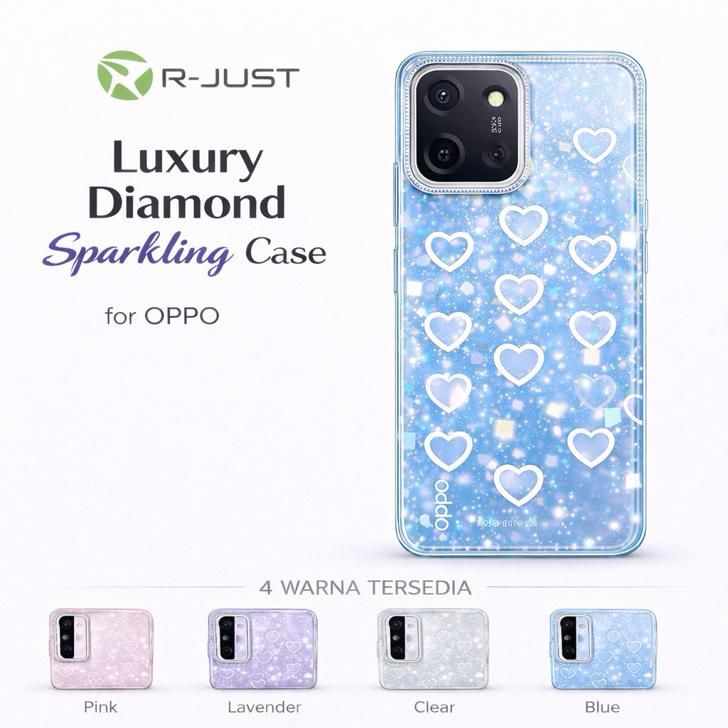 R-JUST Resmi GARANSI 1 TAHUN Case Premium For OPPO Phones Luxury Diamond Sparkling Silicone RJUST