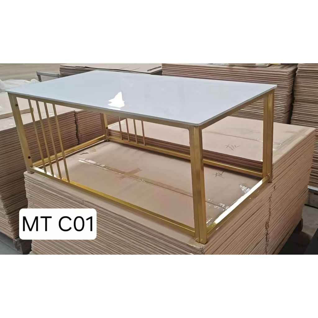 Meja Tamu Kaki Besi Batu Granit / Meja Sofa Minimalis / Meja Tamu Kotak