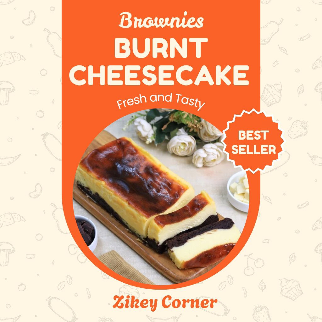 KHUSUS AREA BANDUNG - Brownies Burnt Cheese Cake 10x20x7 By Zikey Corner– Lumer, Legit, Bikin Nagih