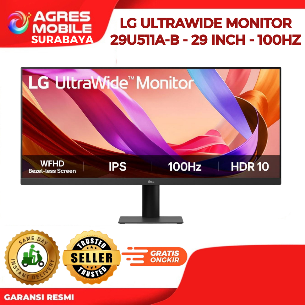 LG ULTRAWIDE MONITOR 29 INCH 29U511A-B IPS WFHD 1080P 5MS 100HZ HDR10 TILT 3Y