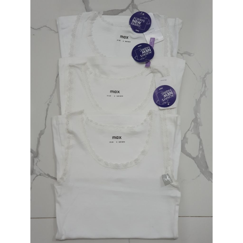 New SALE Tanktop Wanita Basic MAX Putih Original | Tank Top Wanita Tali Kecil & Sleeveless