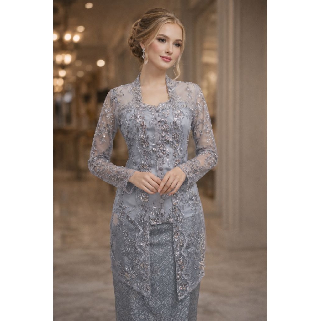 Kebaya Modern Wisuda Tunangan Silver 289