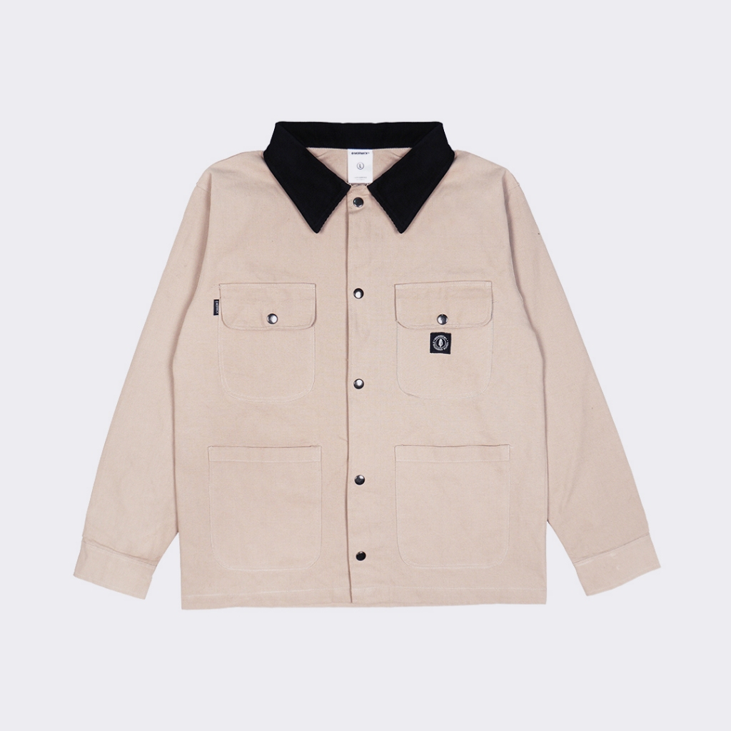 MORWICK - Jaket Chore Pria Stark Cream Canvas Casual Workwear