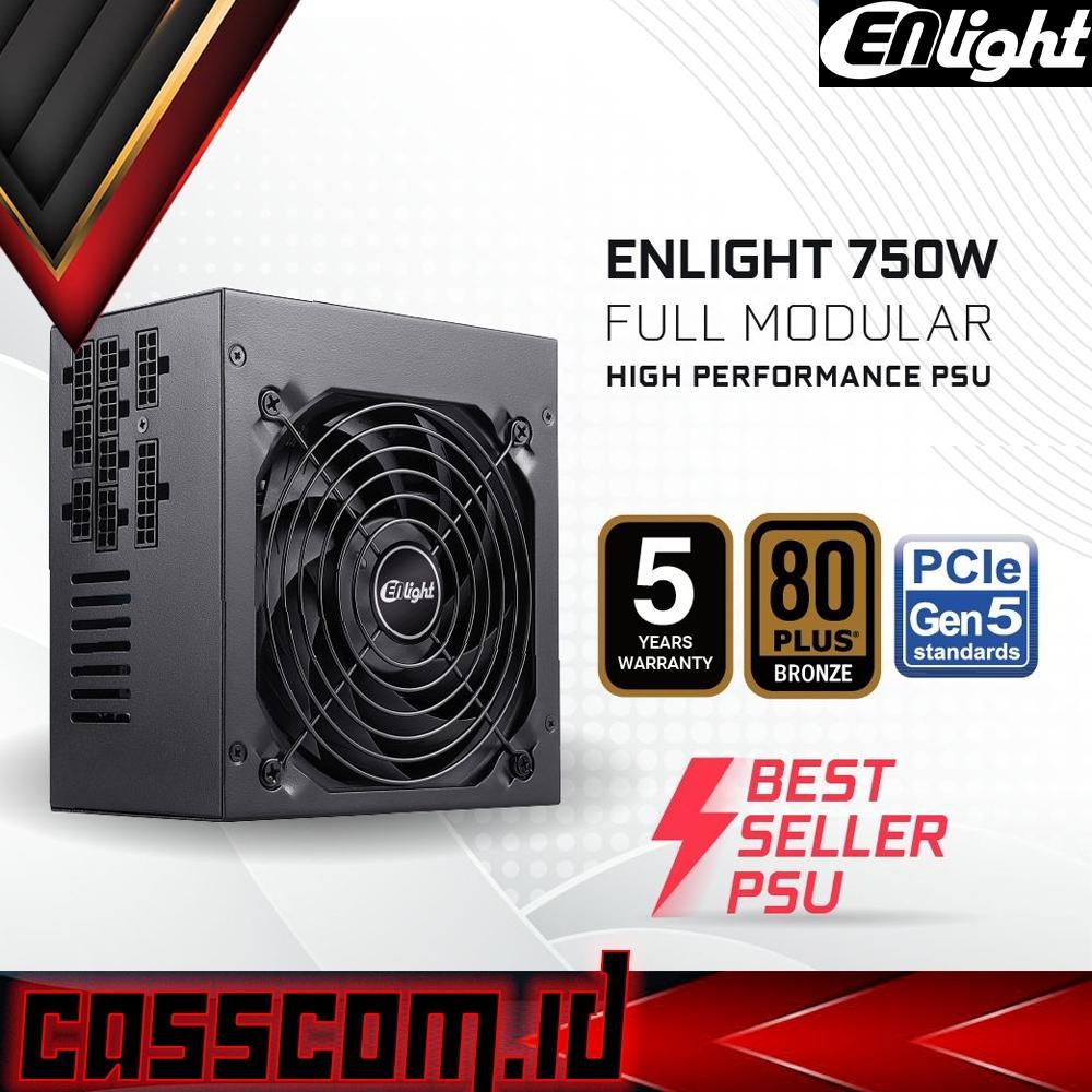 PSU Enlight Black Silver 750W 80+ Bronze - Power Supply 750 Watt Full Modular