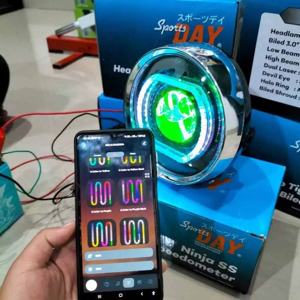 Lampu Depan Biled Tiger Revo Dual Laser Set Batok Tiger 7 Inch Billed Tiger Bluetooth DAY Ori