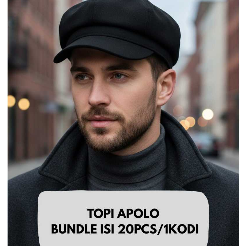 [BUNDLE ISI 20 PCS /1 KODI] Topi Apolo Newsboy Cap Pria Wanita Polos Dewasa Banyak Warna
