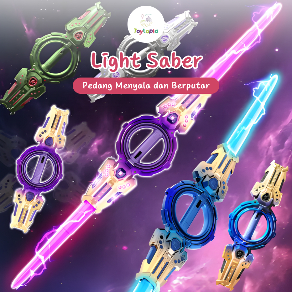 Pedang Lightsaber Berputar Mainan Pedang 2 Warna Cahaya  Dua Sisi Lengkap Dengan Charger