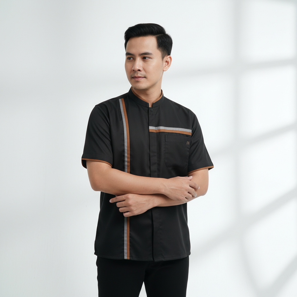 Ereste Koko Moza Pria Lengan Pendek Hitam