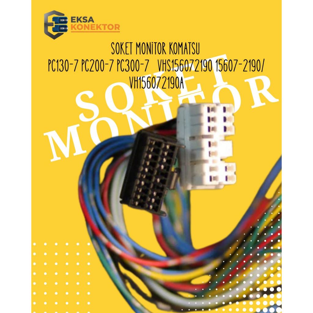 SOKET MONITOR PANEL KOMPUTER KOMATSU  PC130-7 PC200-7 PC300-7 VHS156072190 15607-2190 VH156072190A