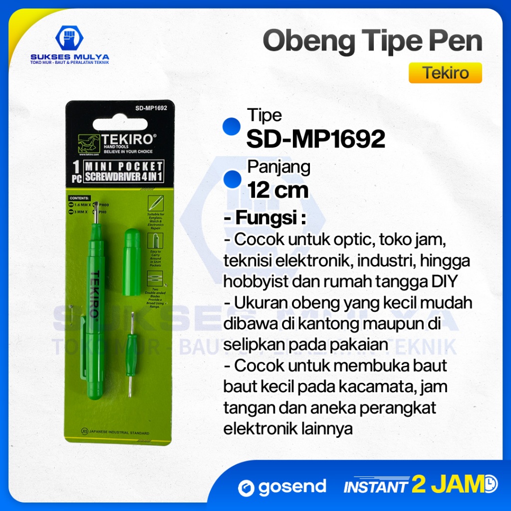 Obeng Mini Set 4 in 1 Tekiro Obeng Tipe Pen Kacamata Jam Tangan Laptop Komputer Elektronik