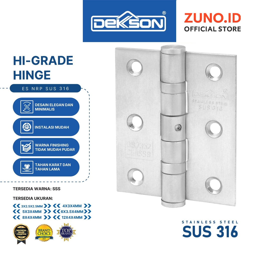 ZunoID DEKKSON Non Removable Pin Hinge Engsel Kupu NRP ESS 316 SUS 316