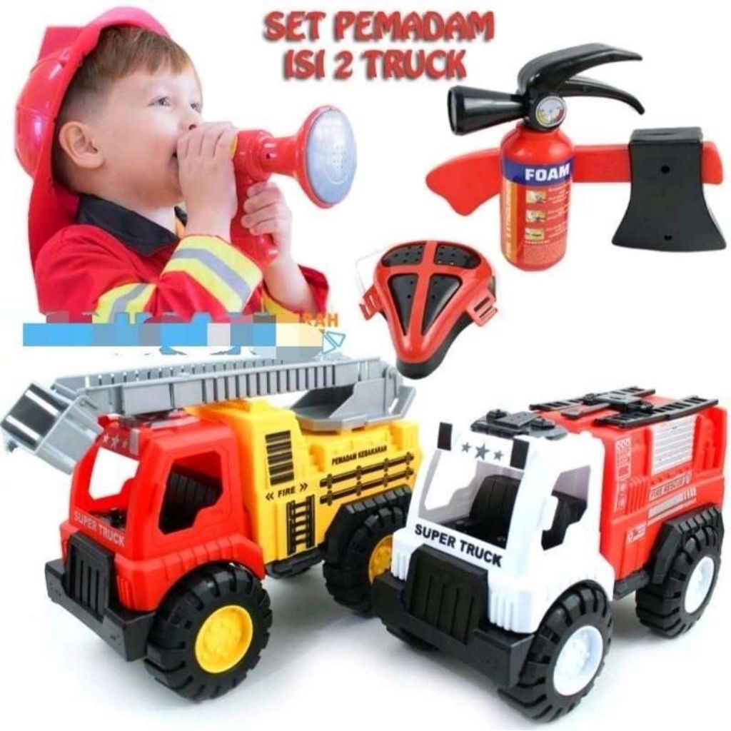 Mainan Mobil Pemadam Set + Masker & Apar